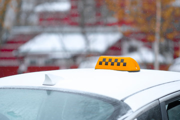 Moscow, Russia - December, 2, 2018: Yellow taxi in Moscow