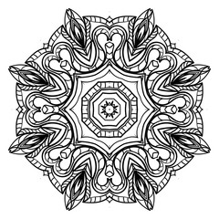 Fototapeta premium Modern Decorative floral mandala. Decorative Cicle ornament. Floral design. Vector illustration. Can be used for textile, greeting card, coloring book, phone case print.