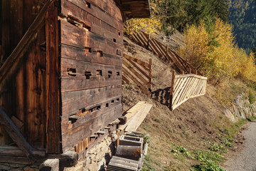 old wooden beehive