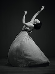 black and white dancing woman portrait