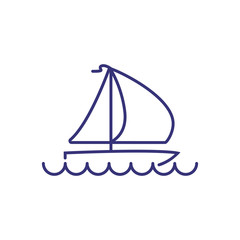 Yacht line icon. Yachting boat on white background. Sport concept. Vector illustration can be used for topics like sport, activity, yachting