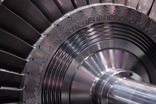 Machnine Turbine Rotor Blades Closeup