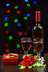 Red wine in christmas setting 