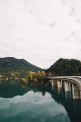 Bridge in a lake landscape in Europe