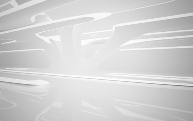 White smooth abstract architectural background whith gray lines . 3D illustration and rendering