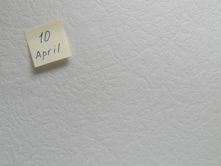 April 10, calendar date sticky note