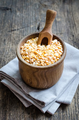 Bowl of yellow dry split peas