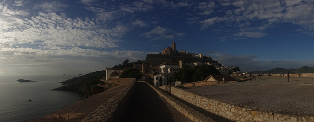 The village of ibiza by the sea in panoramic