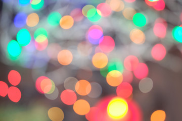 Fototapeta premium Defocused abstract multicolored bokeh lights background.Magic explosion star with particles