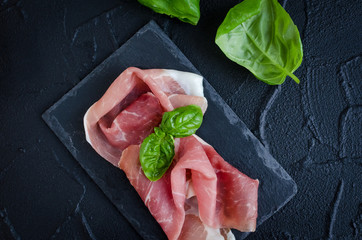 Prosciutto with basil