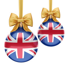 3D rendering Christmas ball with the flag of Great Britain