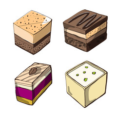 Hand drawn sketch with french dessert petit fours