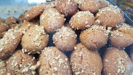 greek tranditional xmas sweets melomakarona kourampiedes