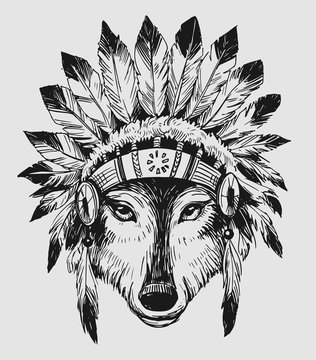 wolf headdress drawing