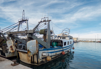 Fishing boats in a harbor