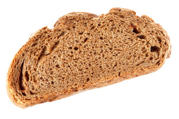 sliced piece of bread isolated on white background