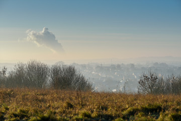 Obraz na płótnie Canvas Winter view of Hucknall in the county of Nottinghamshire. 