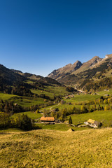 Fototapeta na wymiar panoramic view Jaun pass in Simmental, Alps, Switzerland