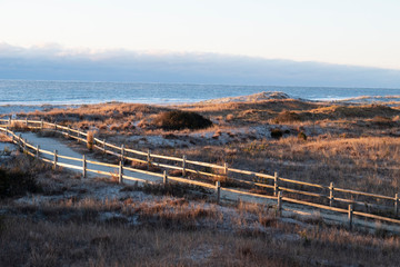 Walkway to winter beach Ocean City NJ