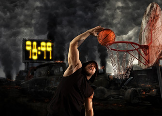 Men street basketball player