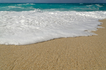 Turquoise water on the Riaci beach near Tropea, Italy