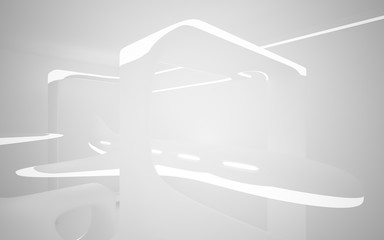 White smooth abstract architectural background whith gray lines . 3D illustration and rendering