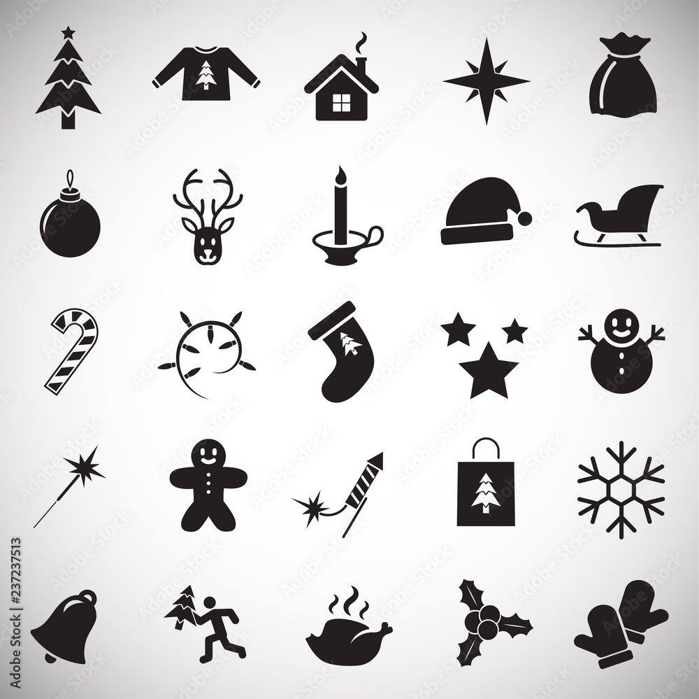 Poster christmas icons set on white background for graphic and web design, modern simple vector sign. inter