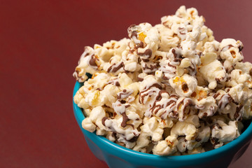 Pile of White and Milk Chocolate Drizzled Sweet Popcorn