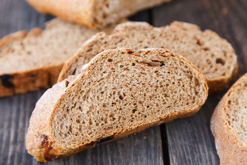 sliced bread on a wooden table