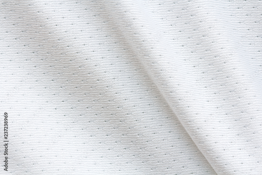 Sticker texture of white breathable fabric with large folds, detail of sportswear