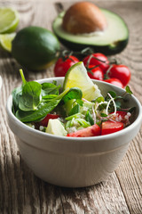 Fresh vegetables salad with avocado and quinoa
