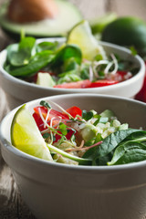 Fresh vegetables salad with avocado and quinoa