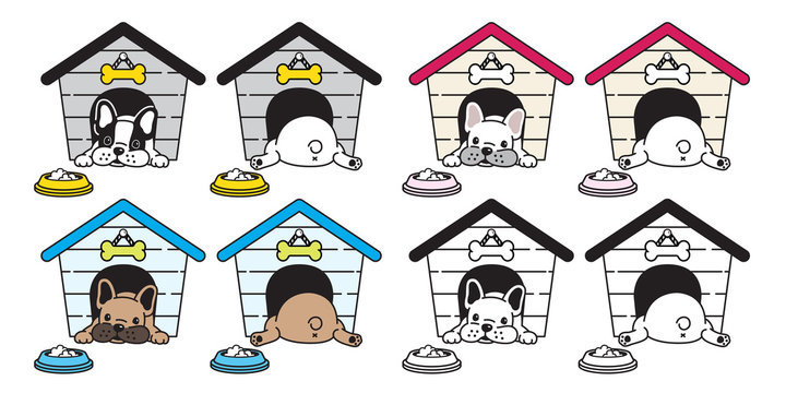 dog vector french bulldog house bowl food bone icon logo cartoon character illustration symbol