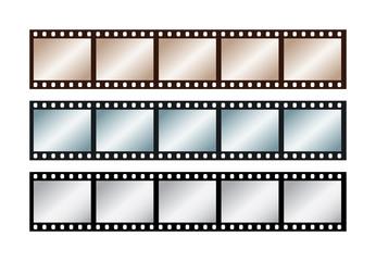 Three vintage stripes of five frames of 35 mm film