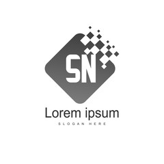 Initial letter SN Logo Template. Minimalist letter logo