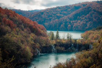 Waterfalls in Plitvice Lakes in Croatia