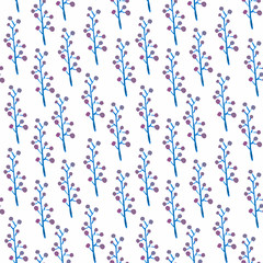 Cute watercolor floral seamless pattern. Blue boho