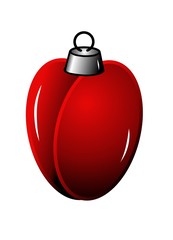 Red heart decoration on Christmas tree for New year holiday illustration 2D.