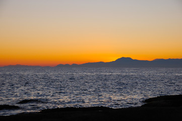 Obraz premium Realistic and beautiful sunsets on the Mediterranean coast. Turkish beach sunset.