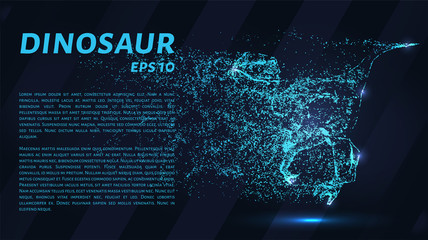 Dinosaur. A grid of blue stars in the night sky. Points of light create the shape of a dinosaur. Lizard, Jurassic, predator, ancient or other concept illustration or background.