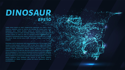 Dinosaur. A grid of blue stars in the night sky. Points of light create the shape of a dinosaur. Lizard, Jurassic, predator, ancient or other concept illustration or background. © newrossosh