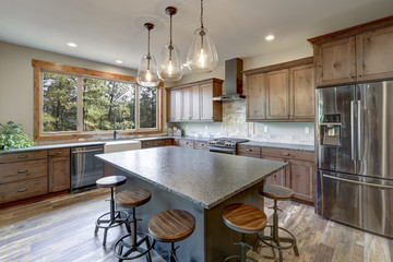Luxurious open plan kitchen design with large center island