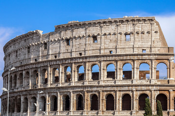Fototapeta na wymiar Exterior Detail of Coliseum, Colosseum in Rome, Italy