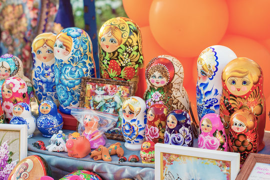 Sochi, Russia - November 24, 2018: Souvenir "Russian nesting doll" on sale