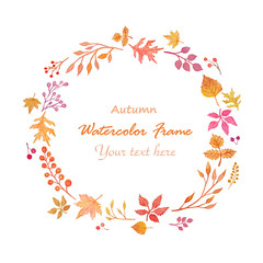 Fototapeta na wymiar Watercolor autumn frame