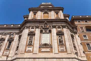 Fototapeta na wymiar Cappella Paolina Facade with latin inscriptions. Santa Maria Maggiore, Detail