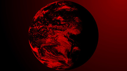 Global network planet. Exoplanet or Extrasolar planet red color. Cosmic art background. 3D rendering.