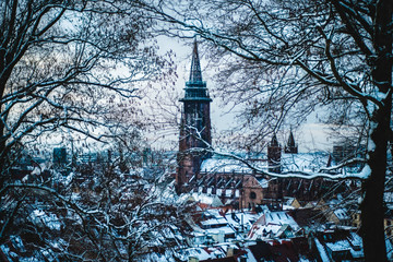 Münster Freiburg im Schnee Landscape