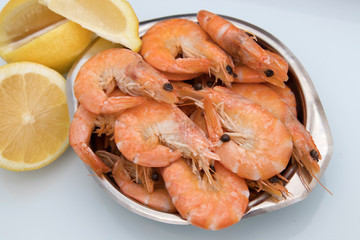 fresh prawns prepared, seafood