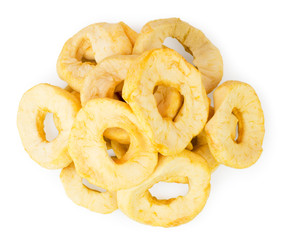 Bunch of dried apples on a white. Isolated.